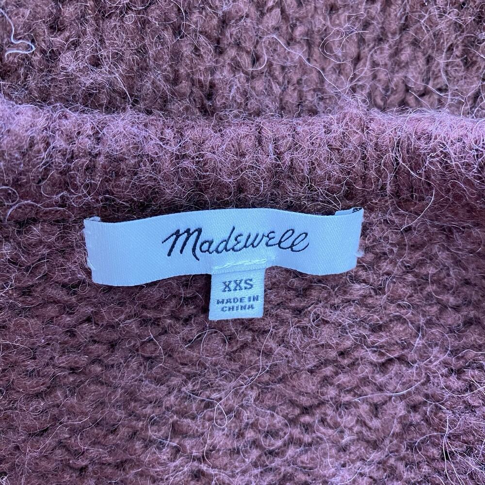 Madewell Wool Alpaca Open Front Cardigan XXS Rust Maroon Brown Cozy Fall Sweater - Picture 3 of 10